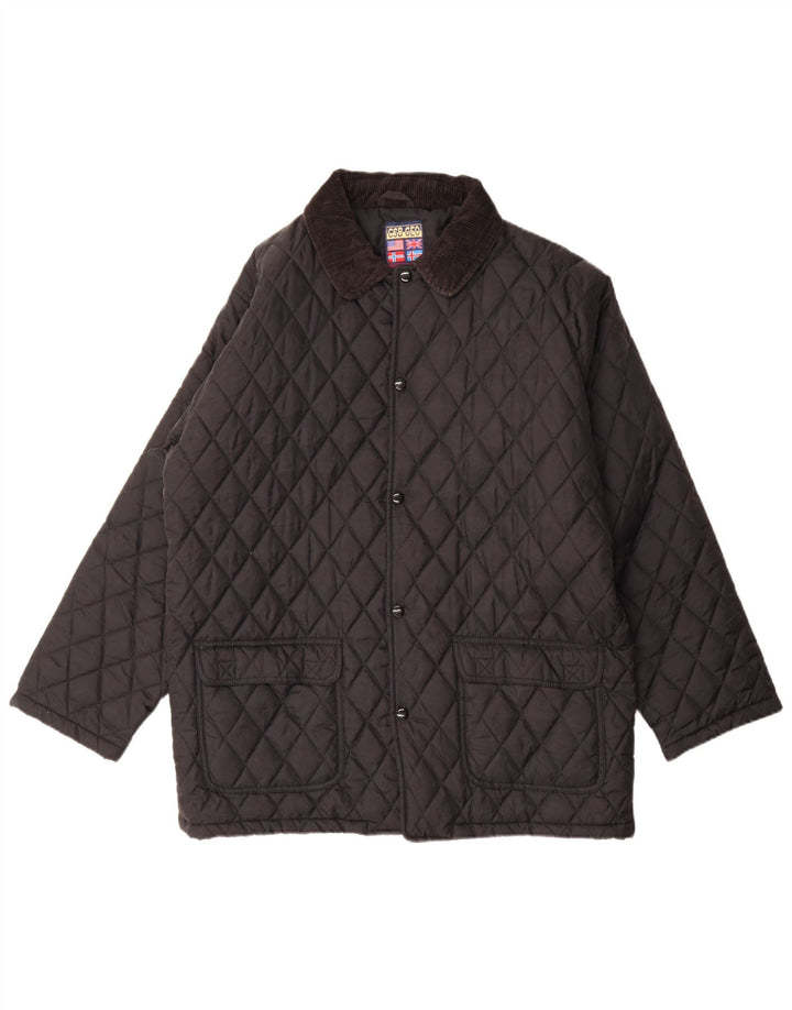 Giacca trapuntata da uomo vintage UK 38 nylon nero medio