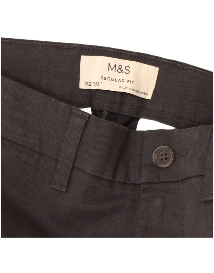 MARKS & SPENCER Pantaloni chino dritti da uomo vestibilità regolare W32 L33 neri