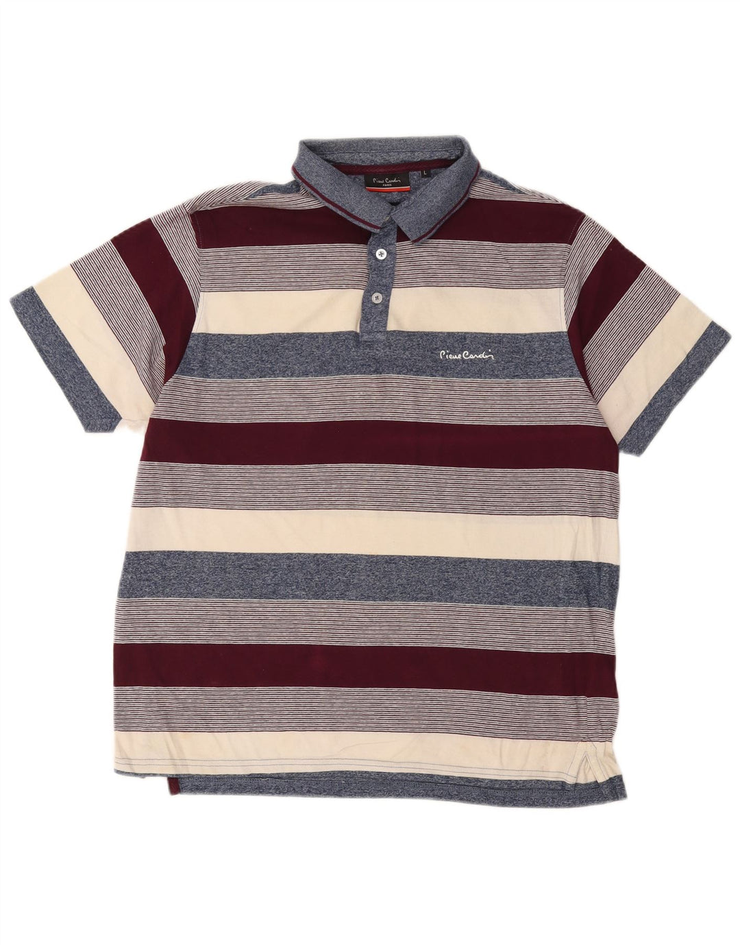 Polo da uomo Pierre Cardin grande in cotone a righe multicolori