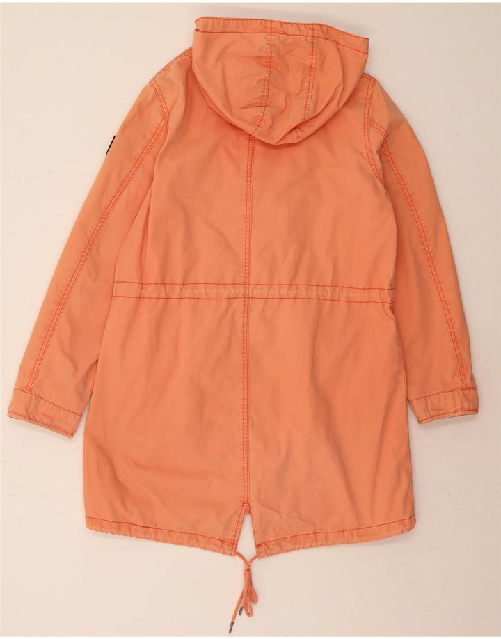 TOMMY HILFIGER Womens Hooded Parka Jacket UK 14 Medium Orange Cotton Vintage Tommy Hilfiger and Second-Hand Tommy Hilfiger from Messina Hembry 