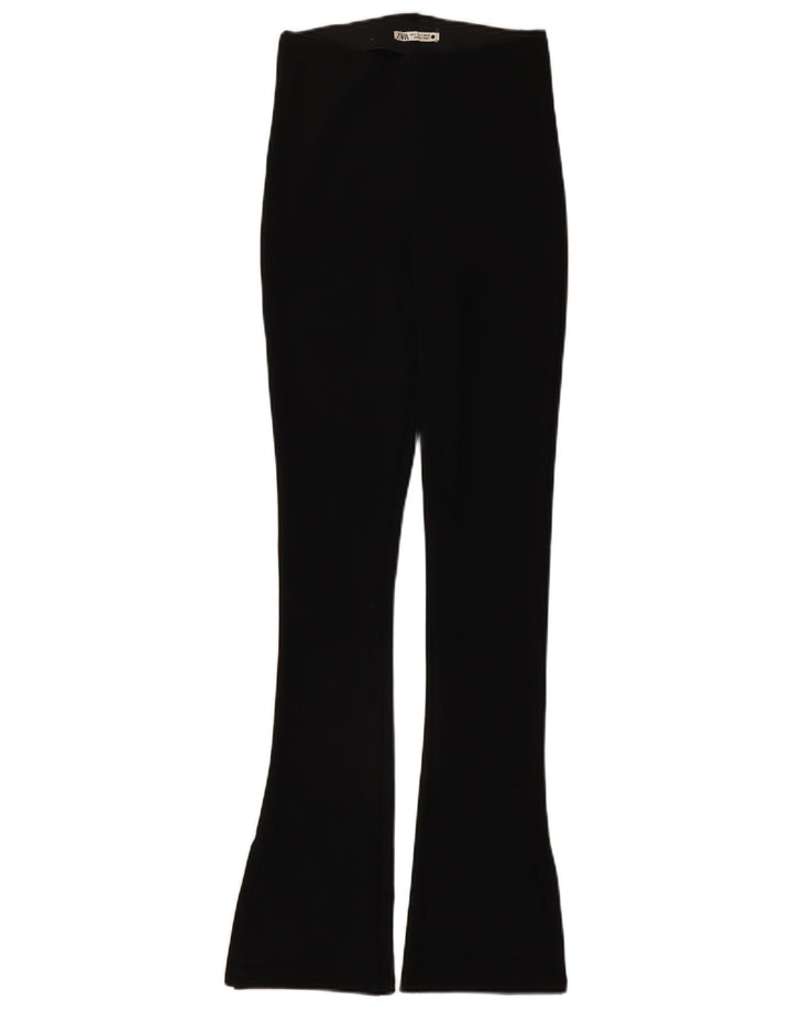Pantaloni casual svasati da donna Zara piccoli W26 L32 poliestere nero