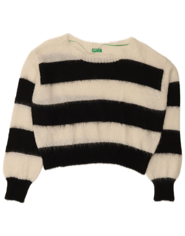 Maglione da donna con scollo a barca Benetton UK 16 a righe grandi multicolori