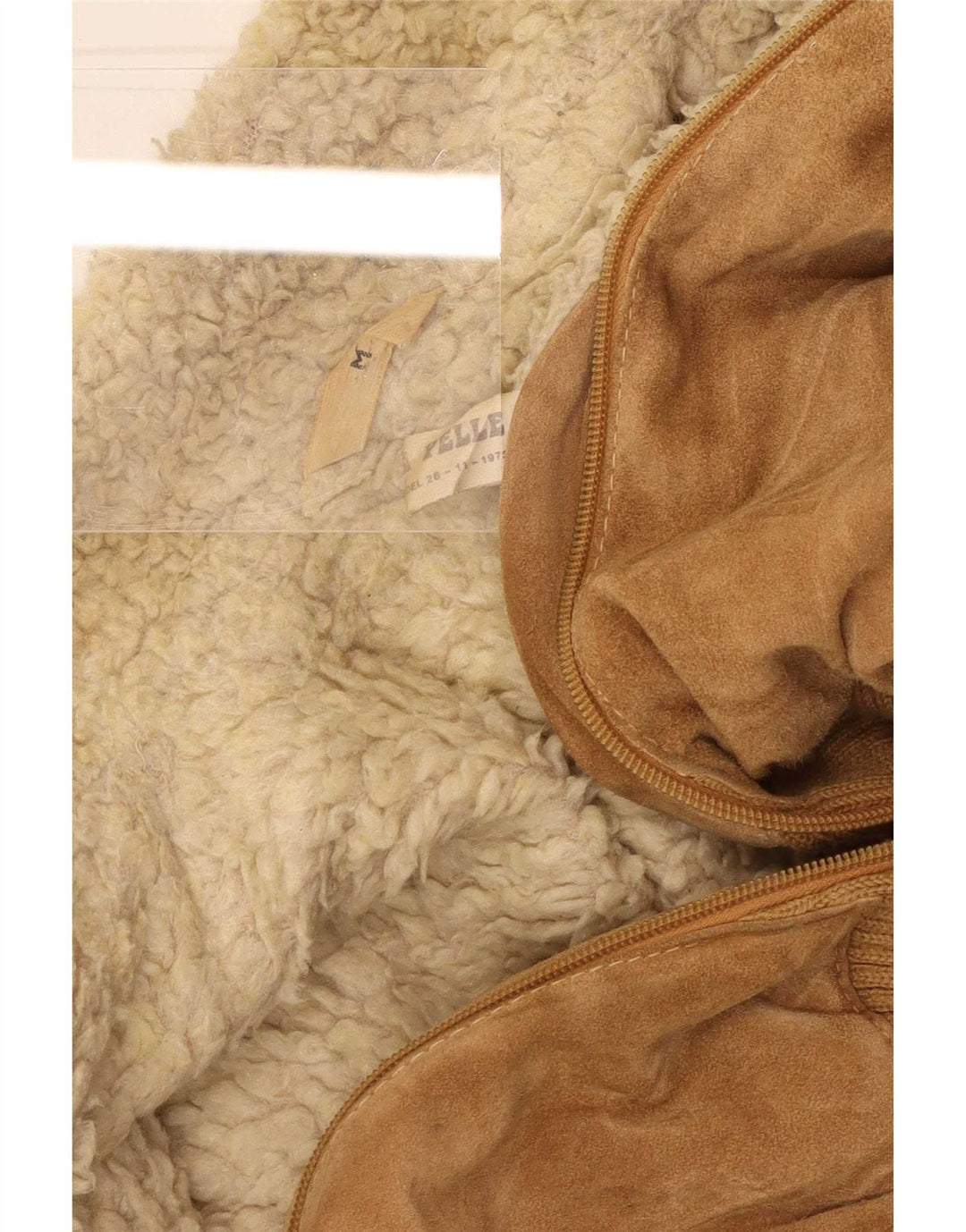 Giacca vintage in pelle scamosciata Sherpa da uomo UK 38 in pelle beige media