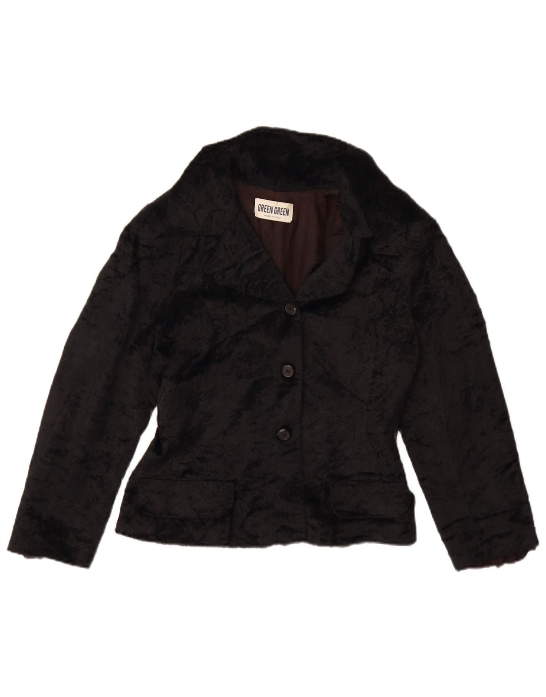 Giacca vintage da donna in pelliccia sintetica UK 12 media nera in poliammide