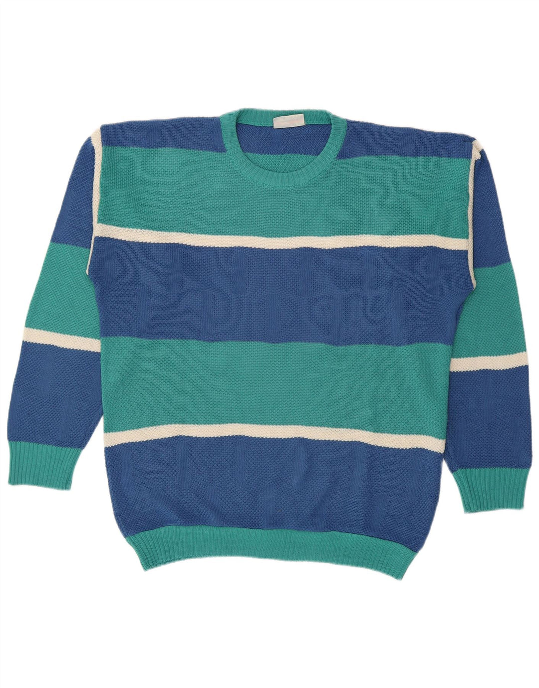 Maglione girocollo da uomo vintage a righe grandi blu