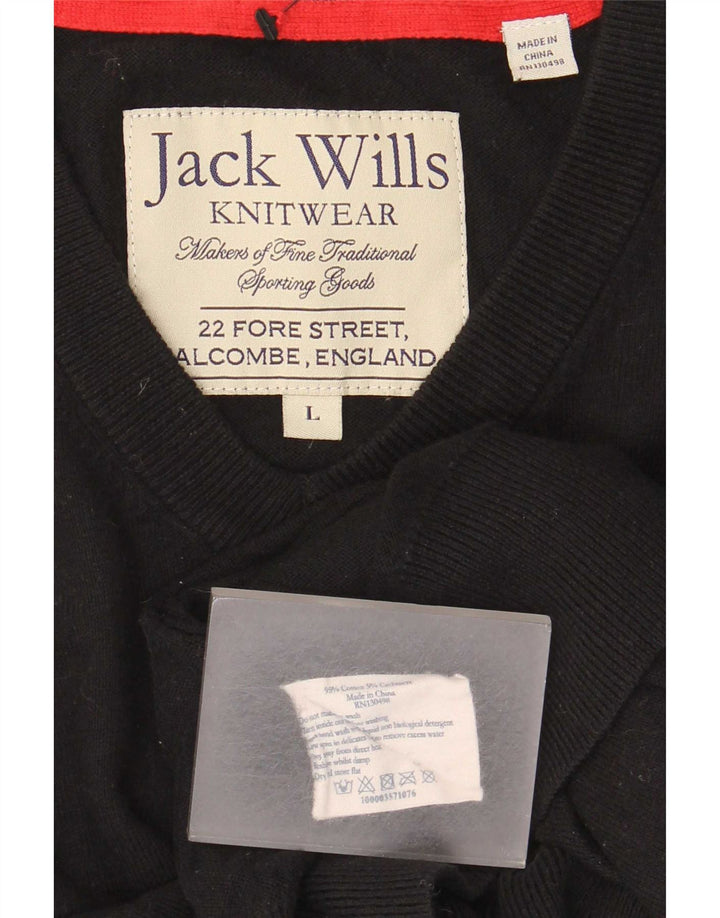 Maglione da uomo con scollo a V Jack Wills, grande cotone nero