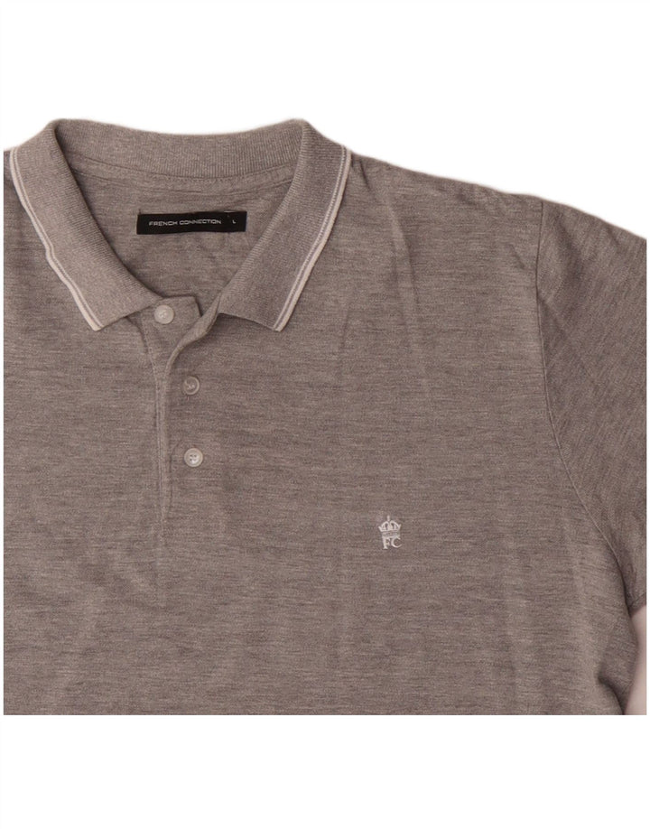 Polo da uomo French Connection grande in cotone grigio
