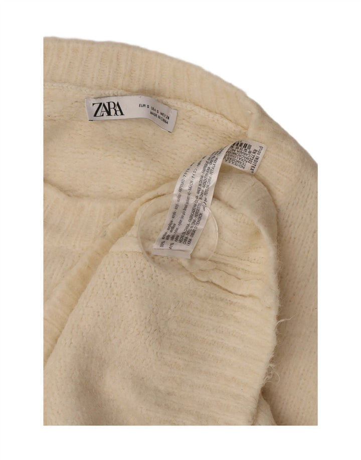 Maglione maglione oversize con scollo a barca da donna Zara UK 10 piccolo bianco sporco