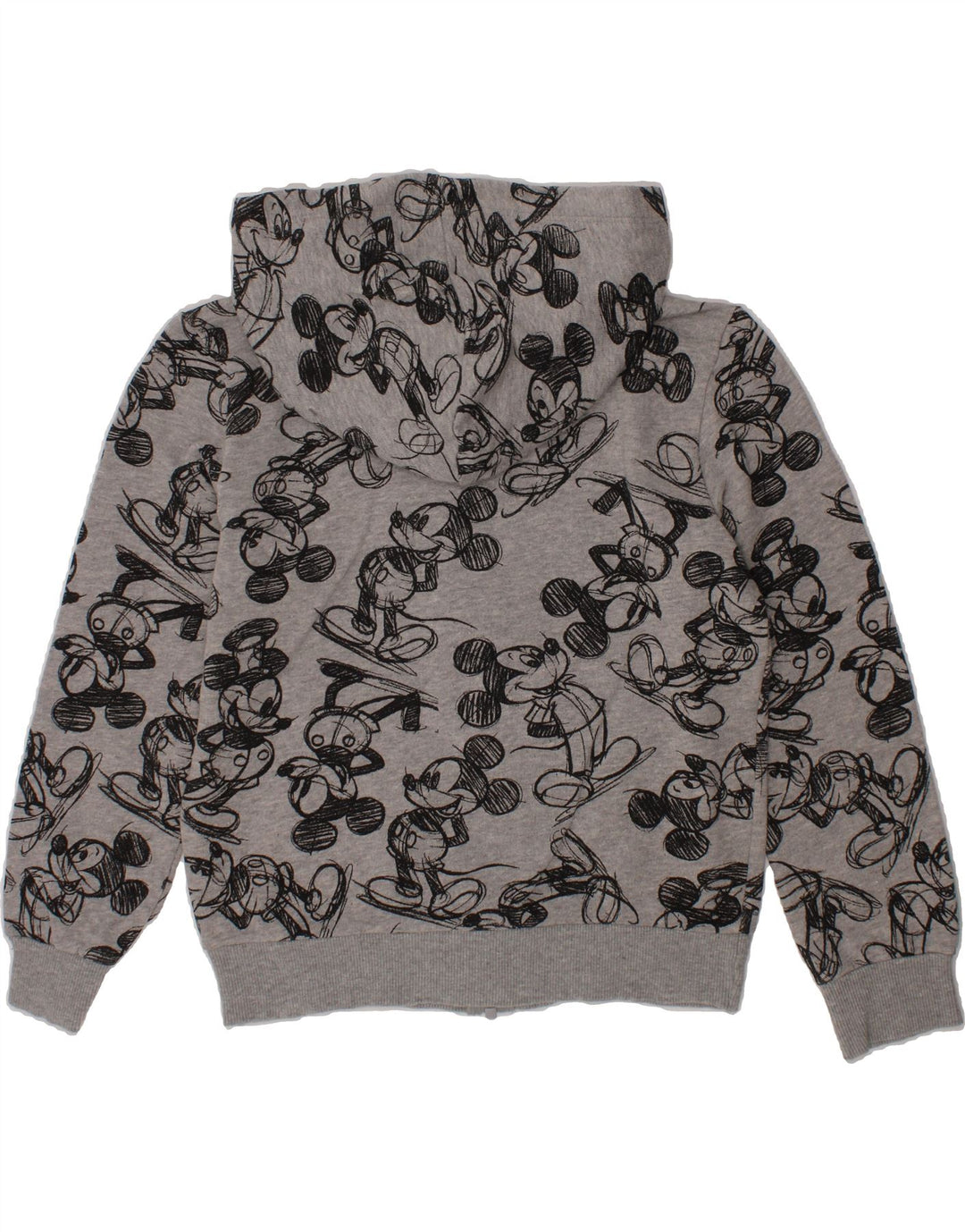 BENETTON Boys Graphic Zip Hoodie Sweater 7-8 Years Medium Grey Cotton Vintage Benetton and Second-Hand Benetton from Messina Hembry 