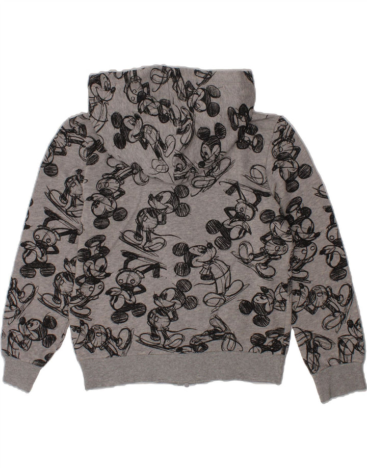 BENETTON Boys Graphic Zip Hoodie Sweater 7-8 Years Medium Grey Cotton Vintage Benetton and Second-Hand Benetton from Messina Hembry 