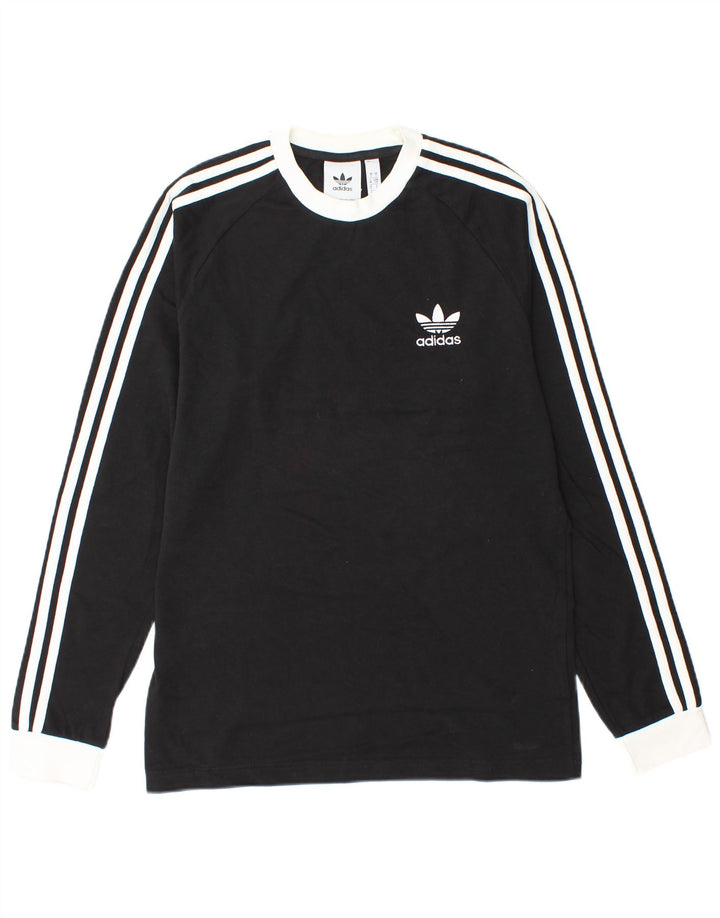 Top Adidas da uomo a manica lunga piccolo in cotone nero