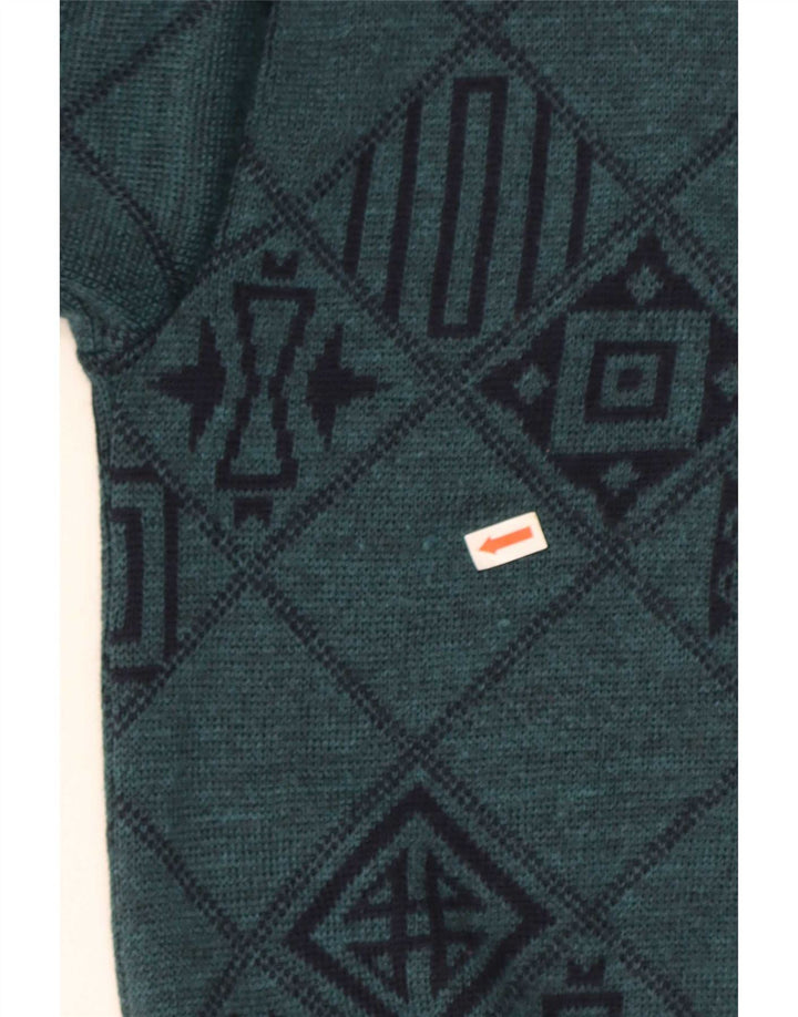 Maglione da uomo con scollo a V Lewinger Lana geometrica verde medio