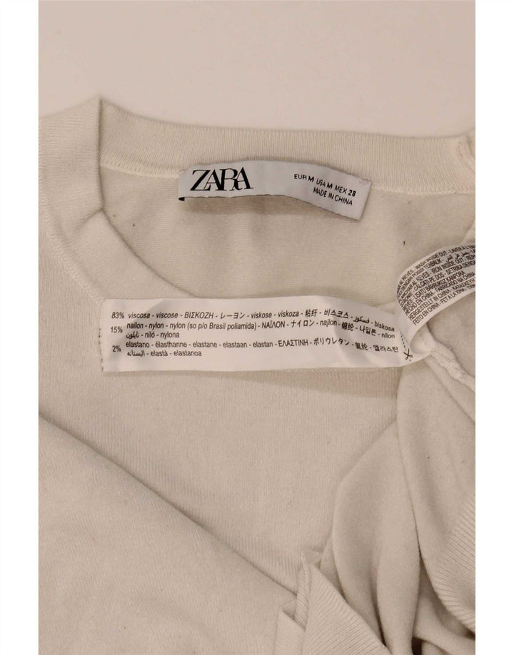 Maglione maglione girocollo da donna Zara UK 12 Viscosa bianca media