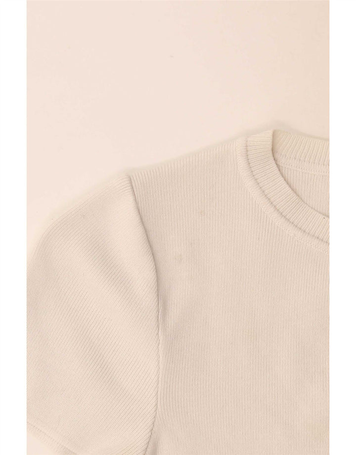 T-shirt corta da donna Zara UK 12 viscosa bianca media