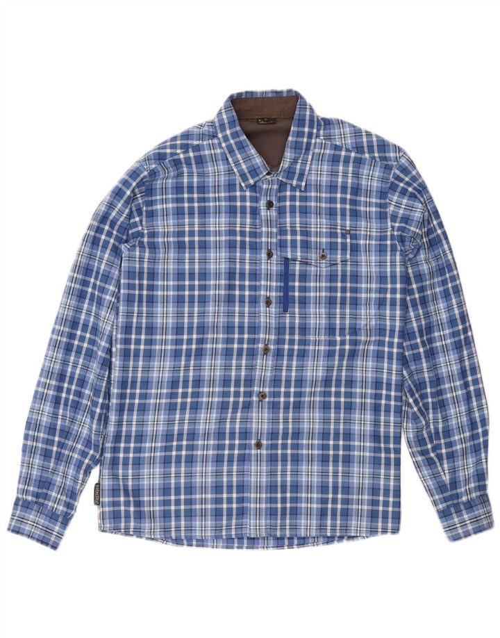 SALEWA Camicia da uomo in flanella a quadri piccoli in poliestere blu