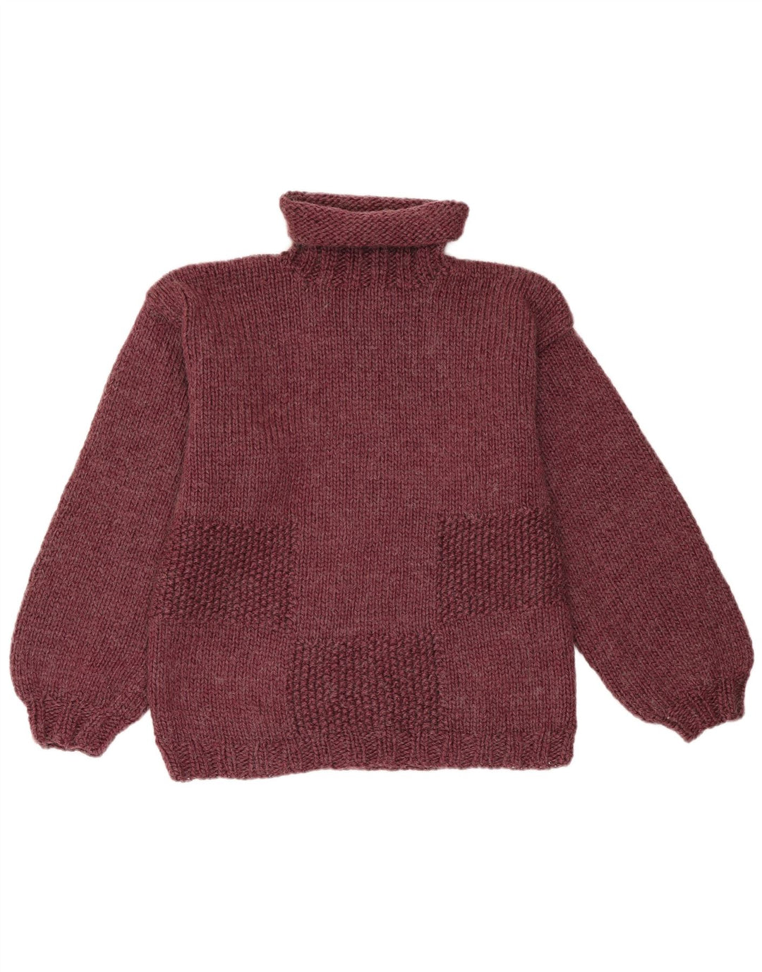 Maglione maglione vintage da donna con collo alto UK 14 Borgogna medio