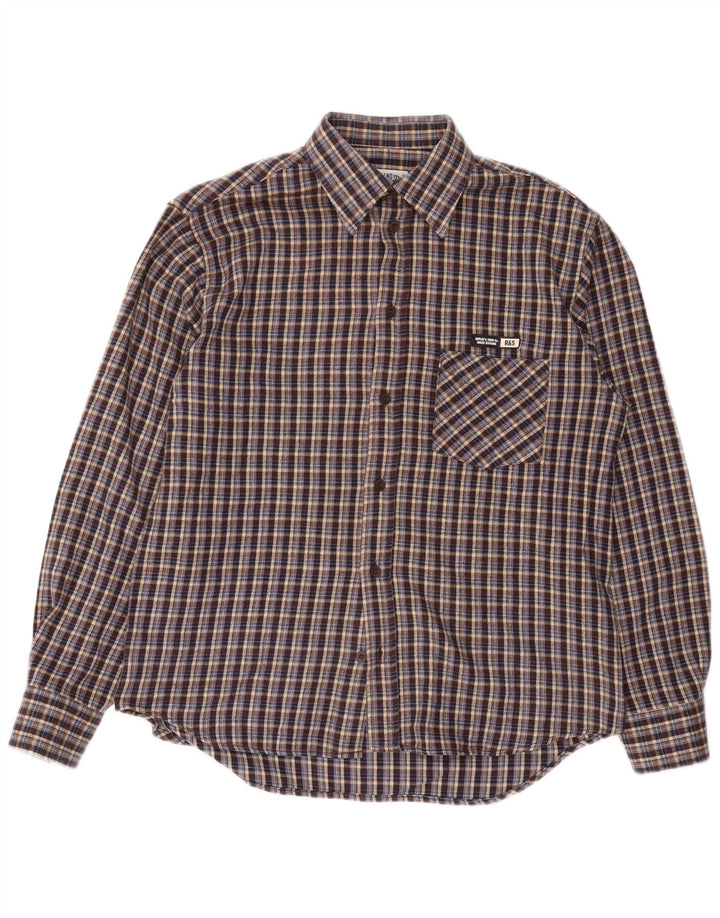 REPLAY Camicia da uomo in flanella grande acrilico a quadri blu navy