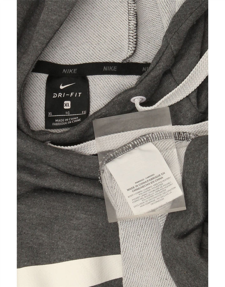 Felpa con cappuccio grafica Nike Dri Fit da uomo XL in poliestere grigio
