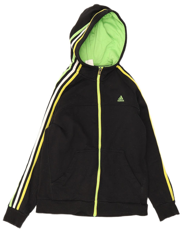 Felpa con cappuccio e zip Adidas da bambino 13-14 anni in cotone nero