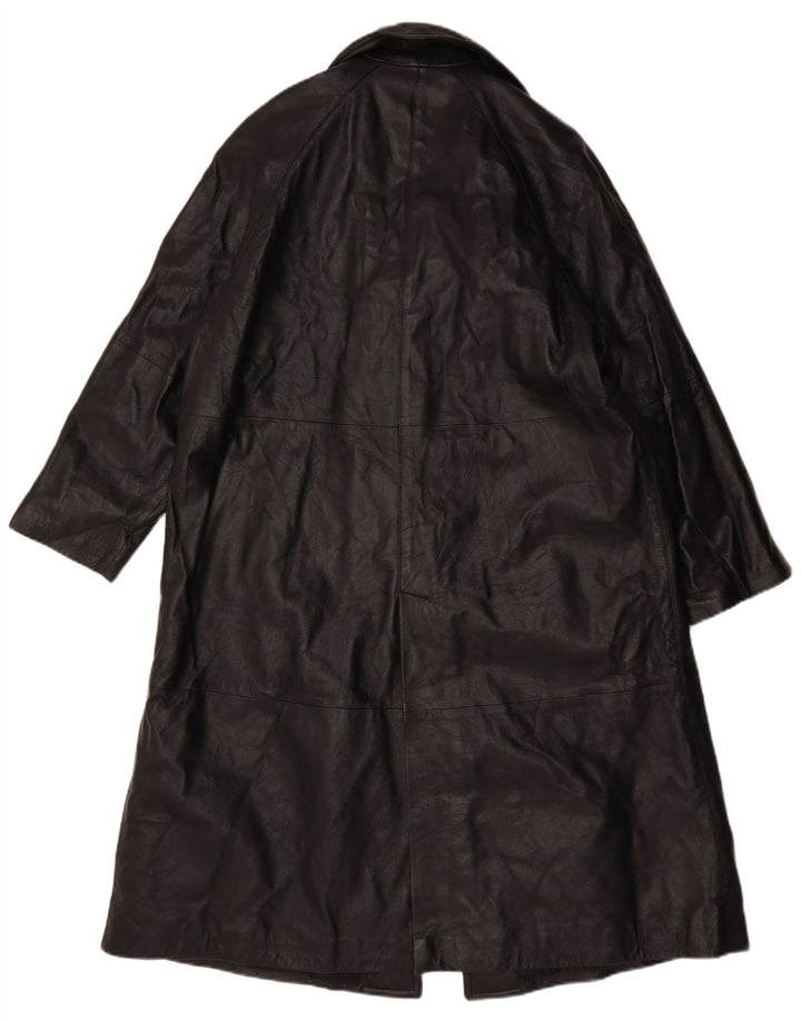 Cappotto in pelle vintage da donna IT 48 XL in pelle nera