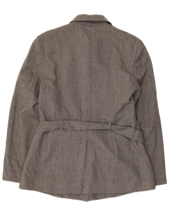 Giacca Blazer 5 Bottoni Donna Benetton IT 44 Lana Vergine Grigio Medio