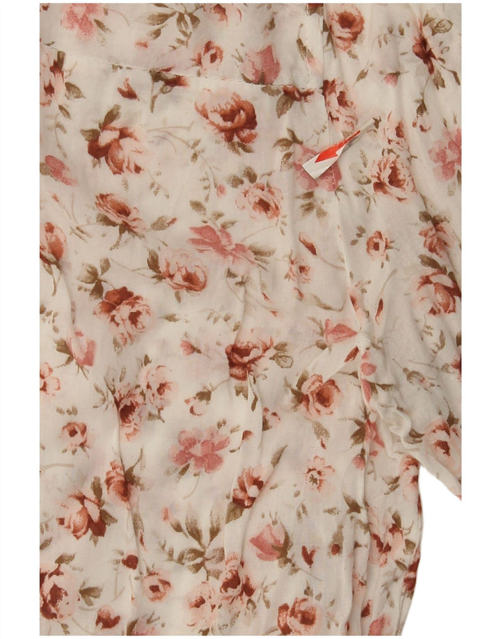 Top Zara da donna con maniche a 3/4, taglia UK 14, colore bianco medio floreale