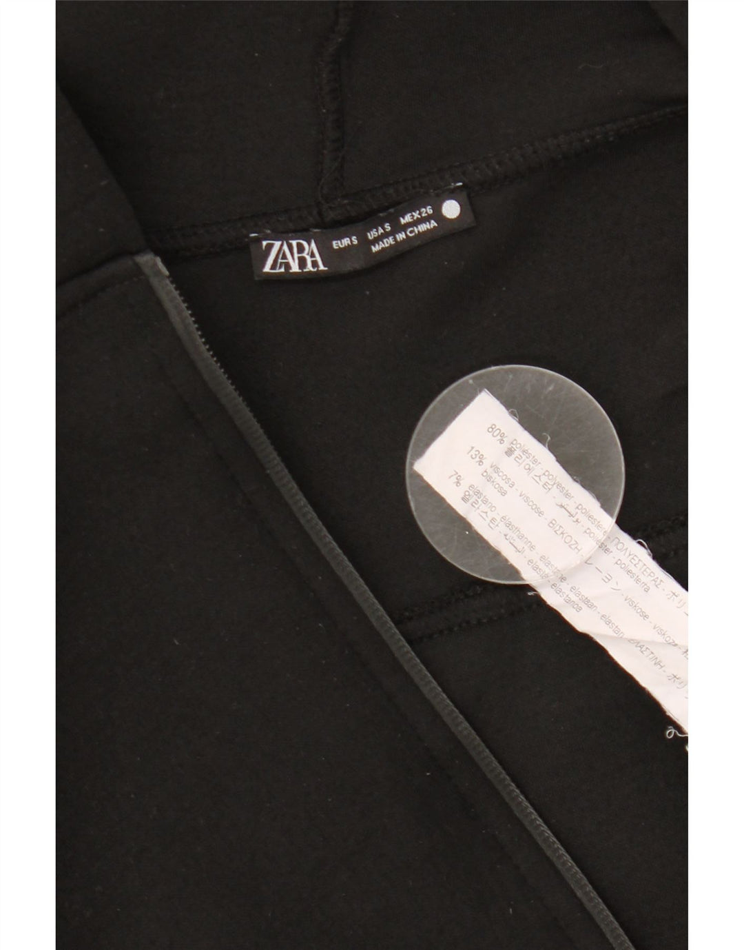 Maglione con cappuccio e zip oversize da donna Zara UK 10 piccolo poliestere nero