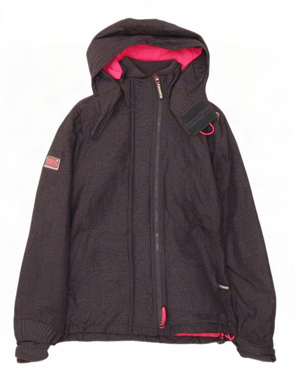 Giacca a vento con cappuccio da donna Superdry Windcheater UK 16 grande grigia