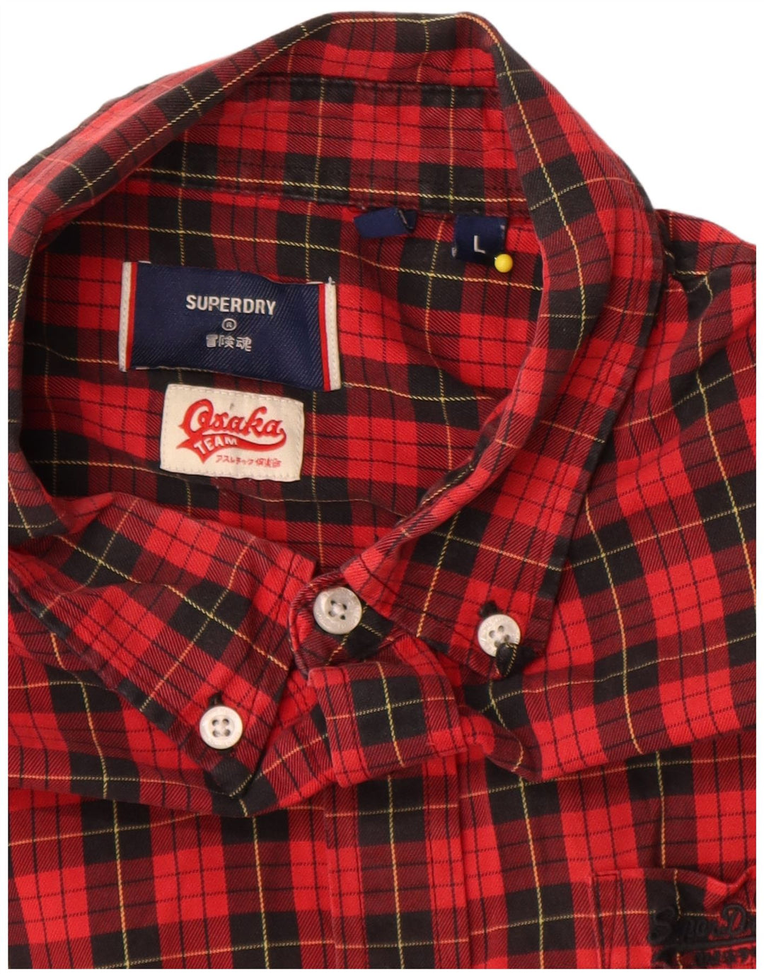 Camicia da uomo in flanella Superdry, cotone a quadri rossi grandi