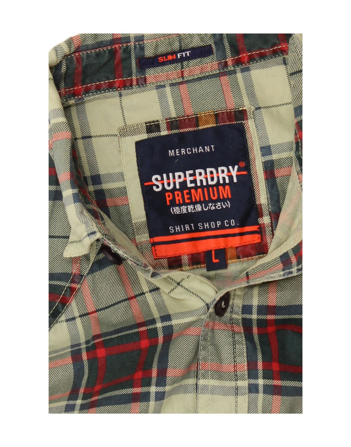 Camicia da uomo in flanella slim fit a quadri Superdry, grande plaid verde