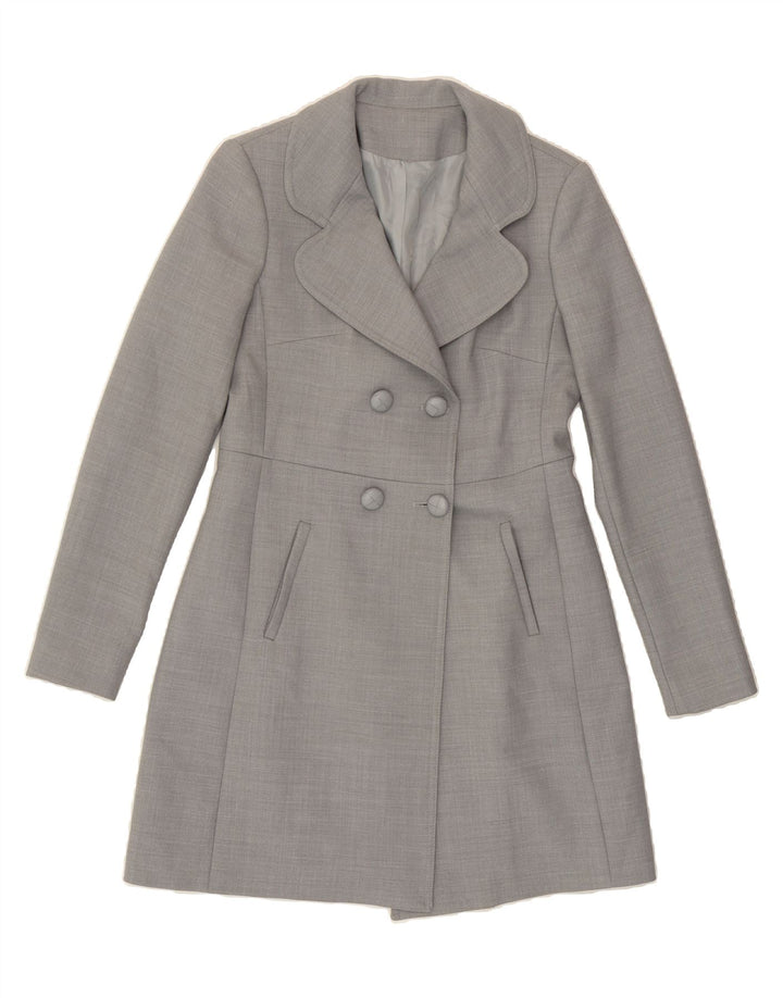 VINTAGE Womens Double Breasted Coat IT 44 Medium Grey Polyester Vintage Vintage and Second-Hand Vintage from Messina Hembry 