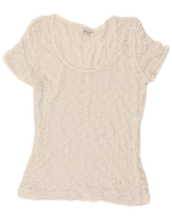 T-shirt trasparente da donna Benetton Top UK 10 piccola in cotone bianco