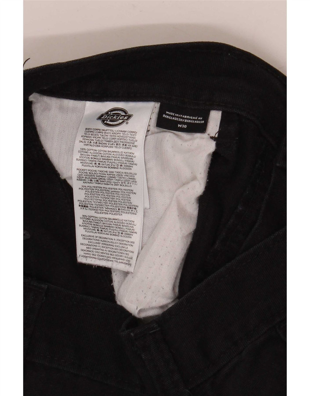 Pantaloni cargo dritti da uomo Dickies W30 L32 cotone nero