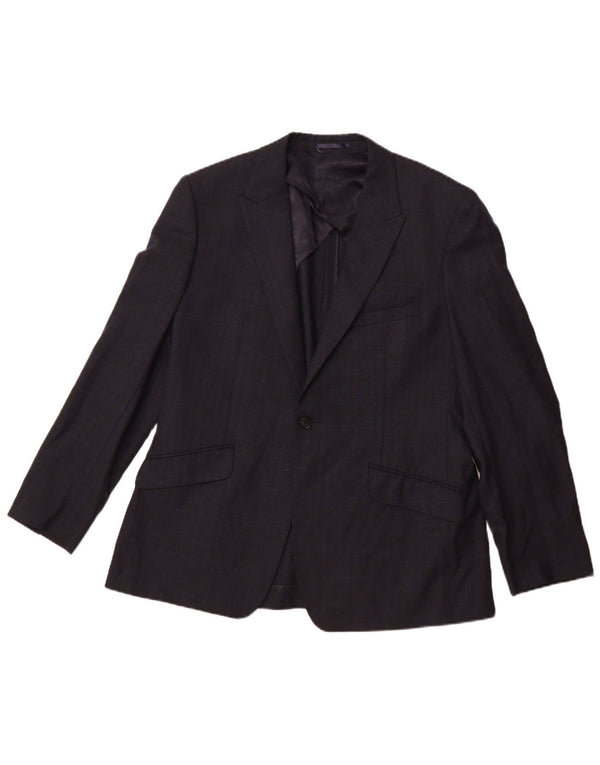 Giacca blazer da uomo a 1 bottone Reiss UK 42 XL lana a quadri blu navy