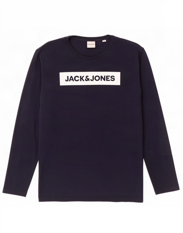 Jack & Jones Top grafico da uomo a maniche lunghe XL in cotone blu navy