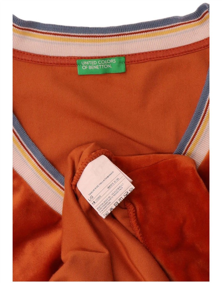 Camicetta oversize in velluto da donna Benetton Top UK 16 Large Arancione Poliestere