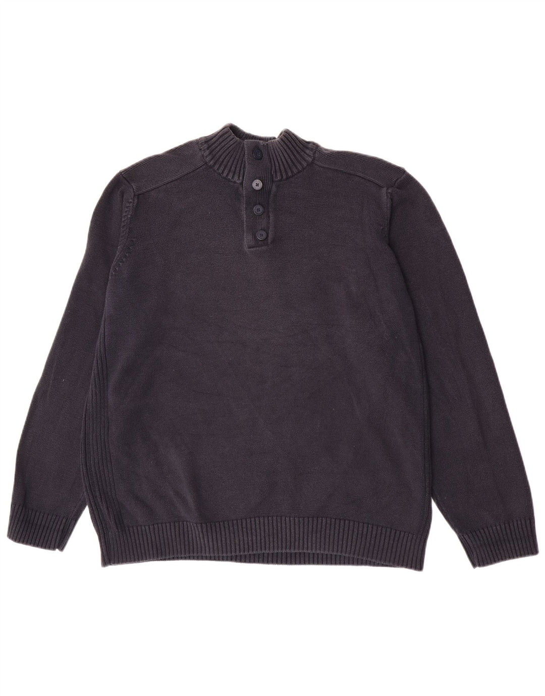 Marks & Spencer Maglione da uomo con collo a bottoni blu Harbour XL in cotone blu scuro