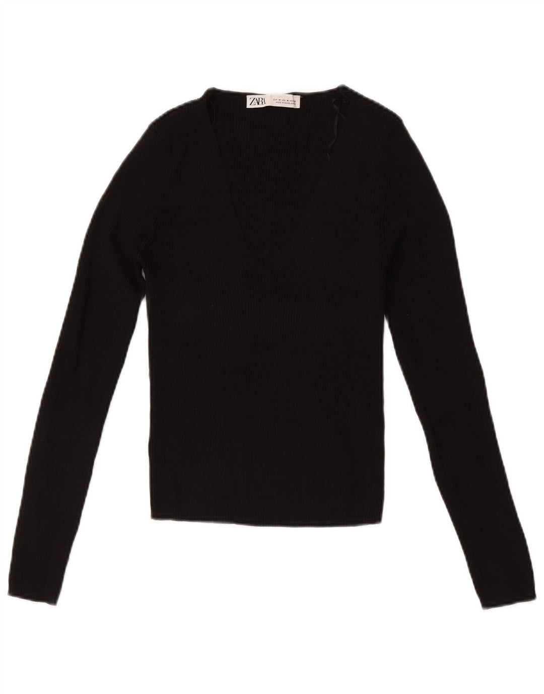 Top corto da donna Zara a maniche lunghe UK 12 viscosa nera media