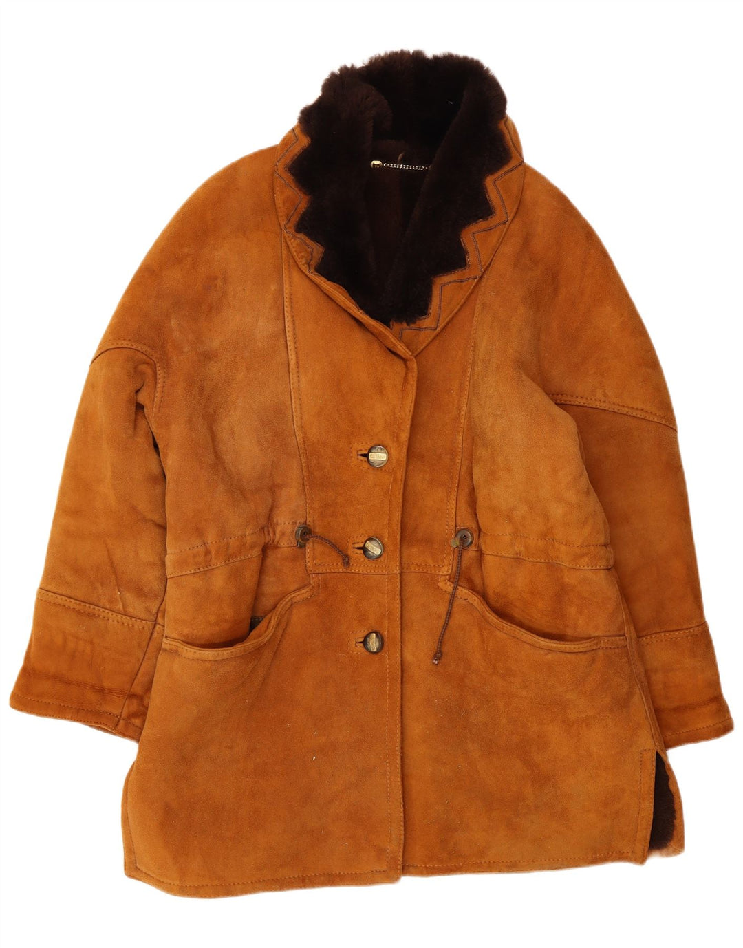Cappotto oversize in shearling vintage da donna IT 44 Marrone medio