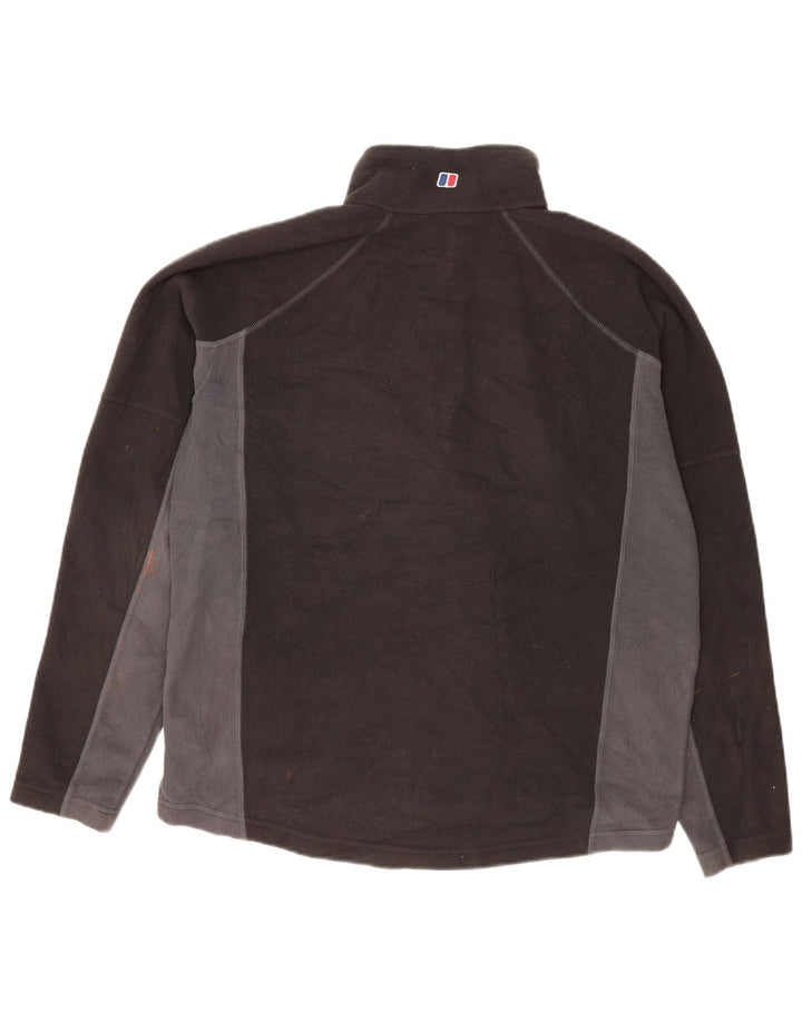 Maglione in pile da uomo Berghaus con zip e collo, grande, in poliestere color block nero