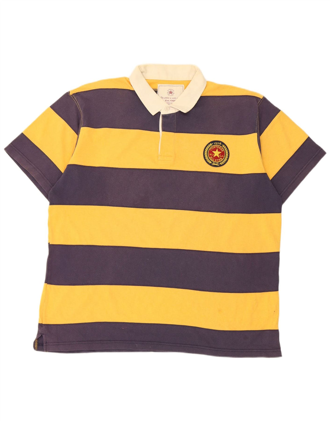 Polo da rugby da uomo Converse 3XL a righe blu navy