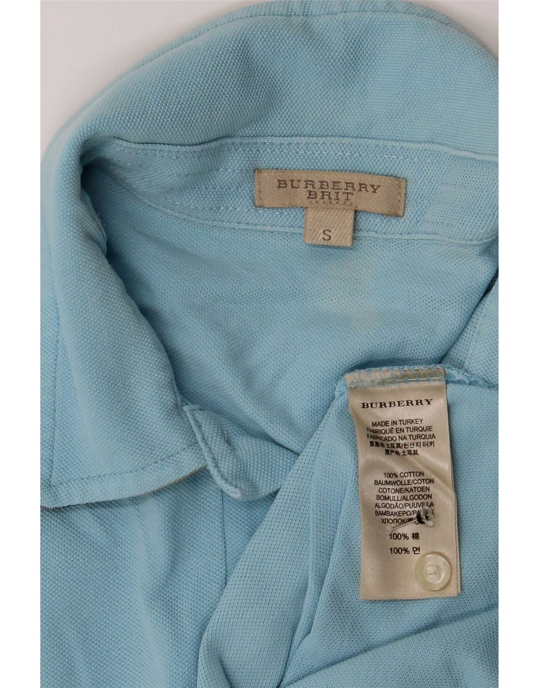 Polo Burberry BRIT da uomo piccola in cotone blu
