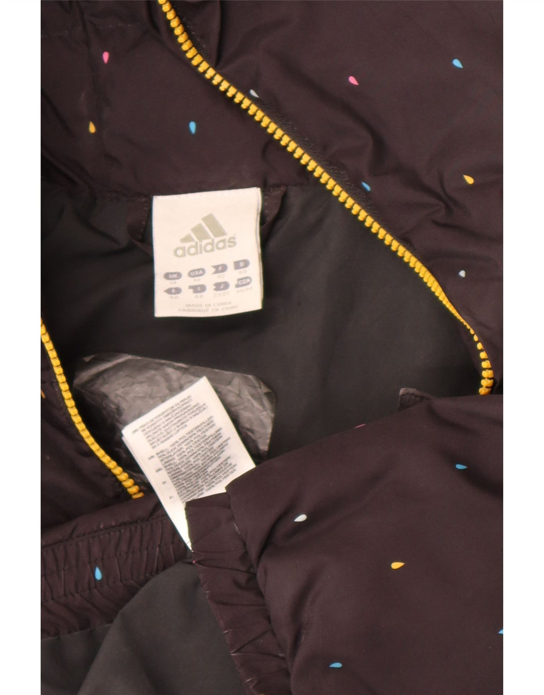 Giacca imbottita con cappuccio da donna Adidas UK 14 poliestere maculato nero medio