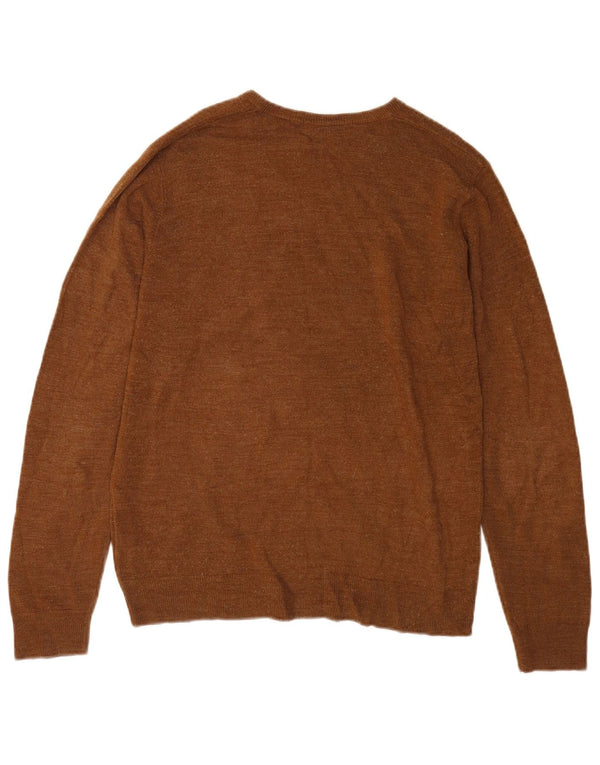 Maglione da uomo con scollo a V Marks & Spencer in acrilico marrone medio