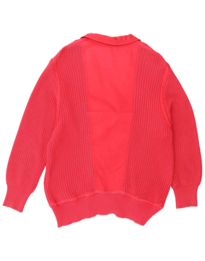 Maglione cardigan doppiopetto vintage da donna IT 42 rosa medio