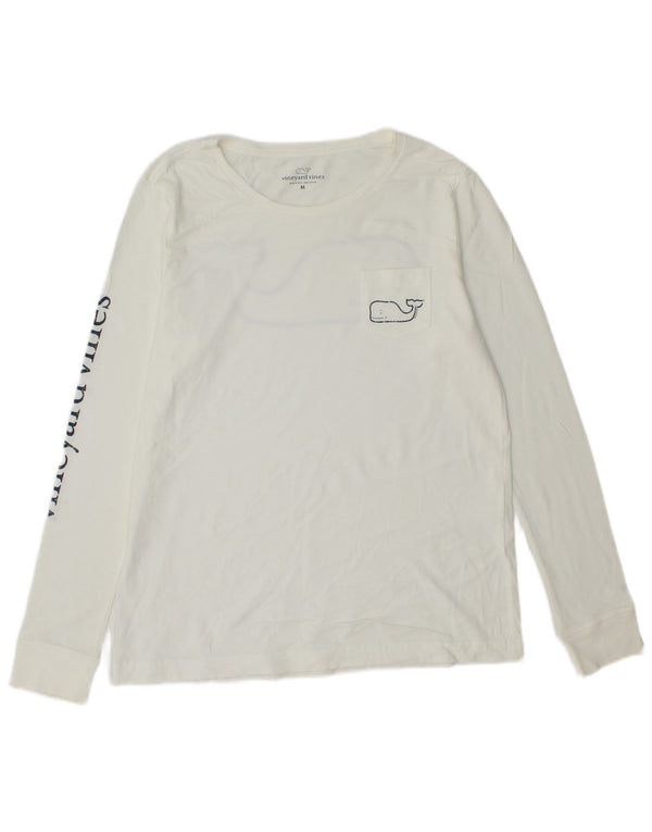 VINEYARD VINES Top grafico da uomo a maniche lunghe in cotone bianco medio