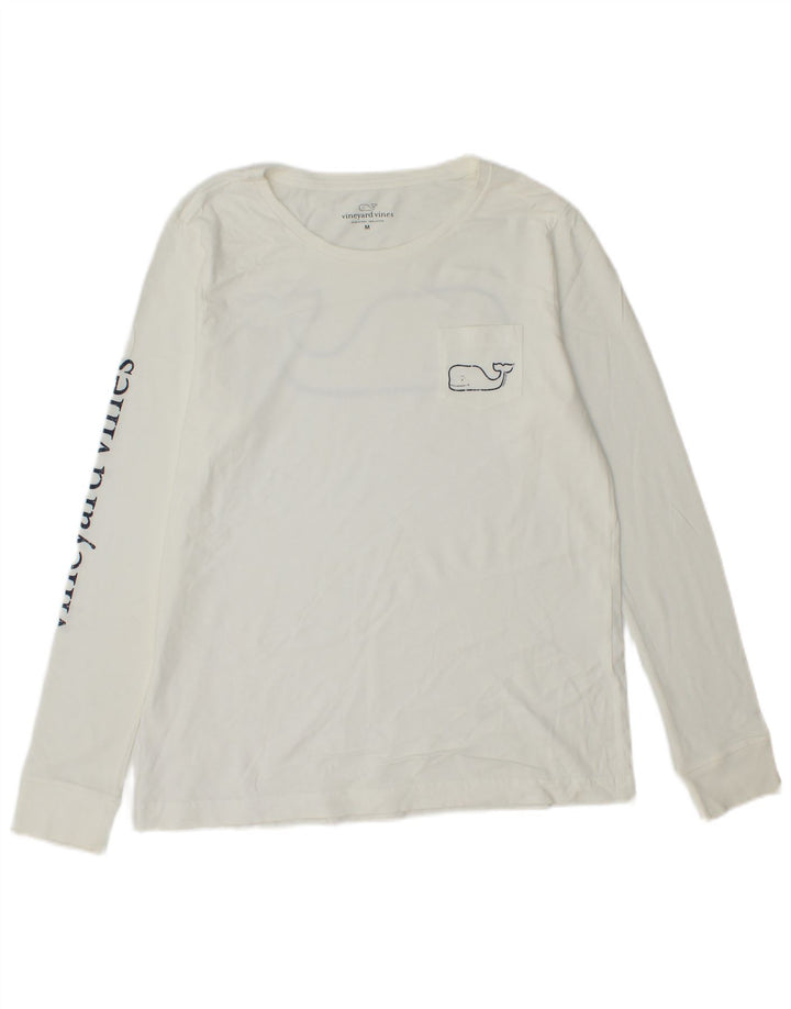 VINEYARD VINES Top grafico da uomo a maniche lunghe in cotone bianco medio