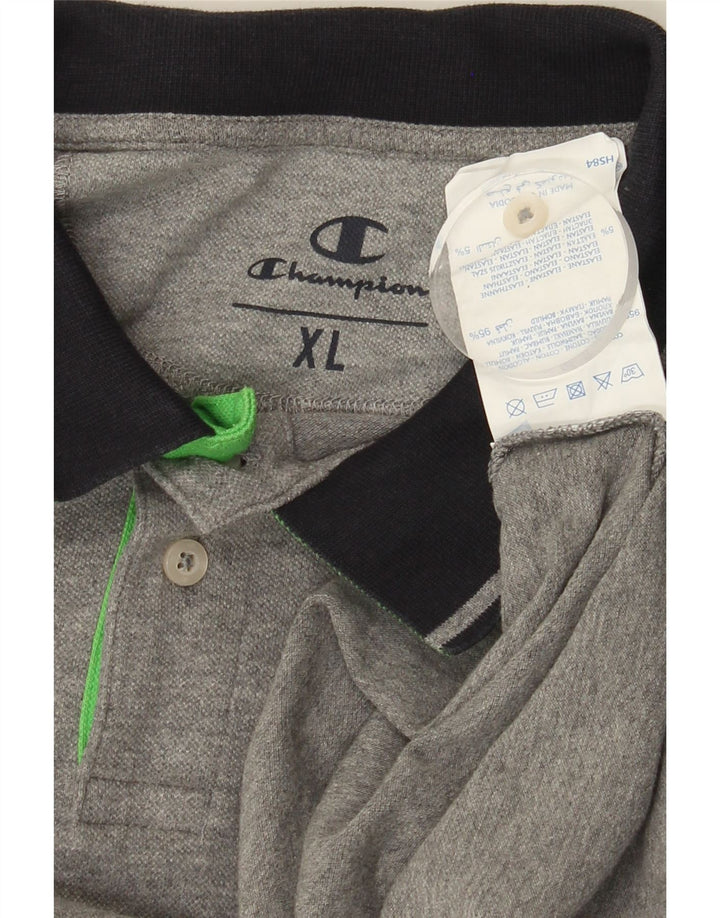 CHAMPION Mens Polo Shirt XL Grey Cotton