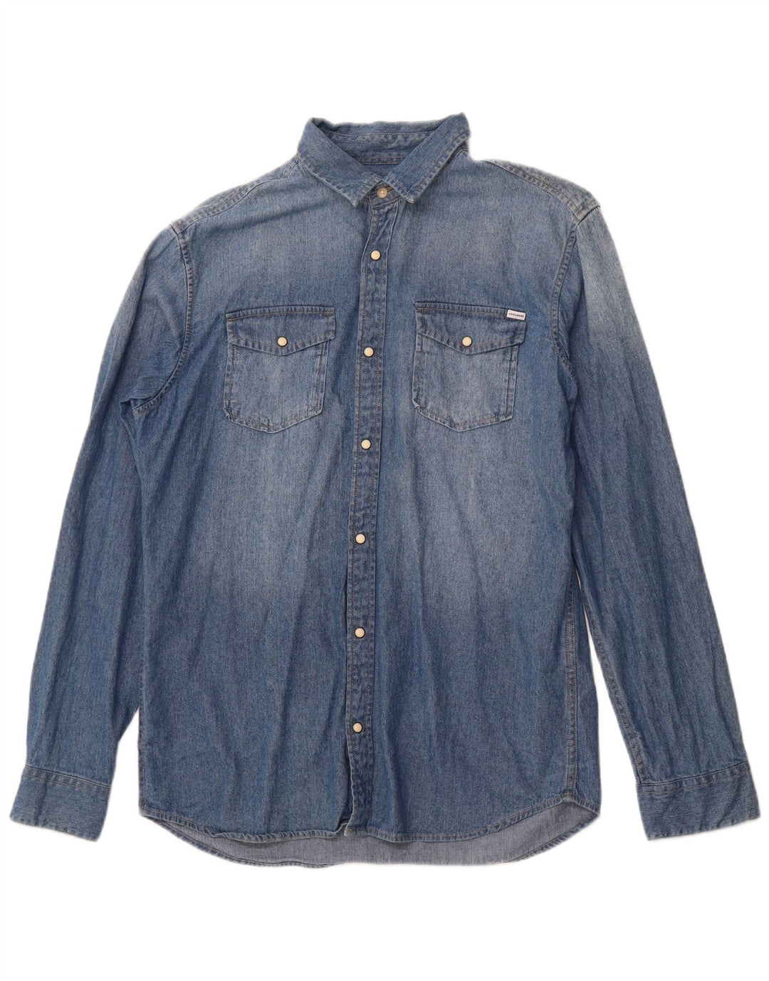 JACK & JONES Camicia di jeans da uomo grande in cotone blu