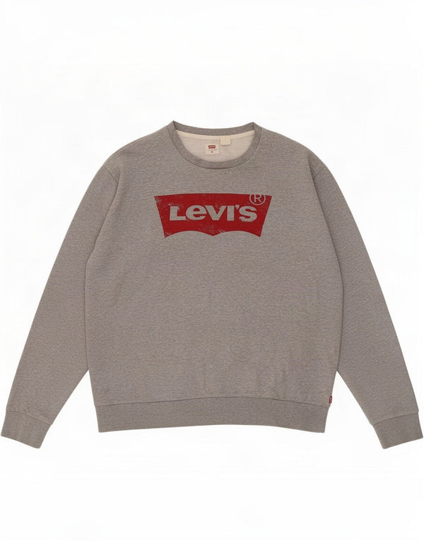 Levi's Felpa con grafica da uomo Maglione 2XL Cotone chiazzato grigio